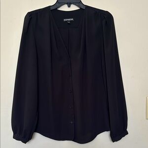 Express Women's Classic Black Button-Up Blouse
